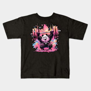 panda at gym Kids T-Shirt